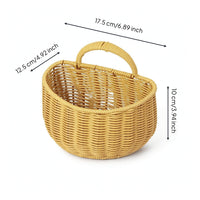 Imitation Rattan Basket Handwoven Basket with Handle Easy to Clean for Kitchen