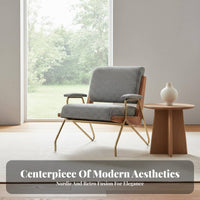 Houndstooth Armchair Nordic Design Upholstered Accent Armchair Modern Minimalist Sturdy Wood Frame for Adults, Homeowners
