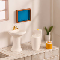 4 Pieces Dollhouse Bathroom Set Elegant Furniture Interactive for Hobbyists