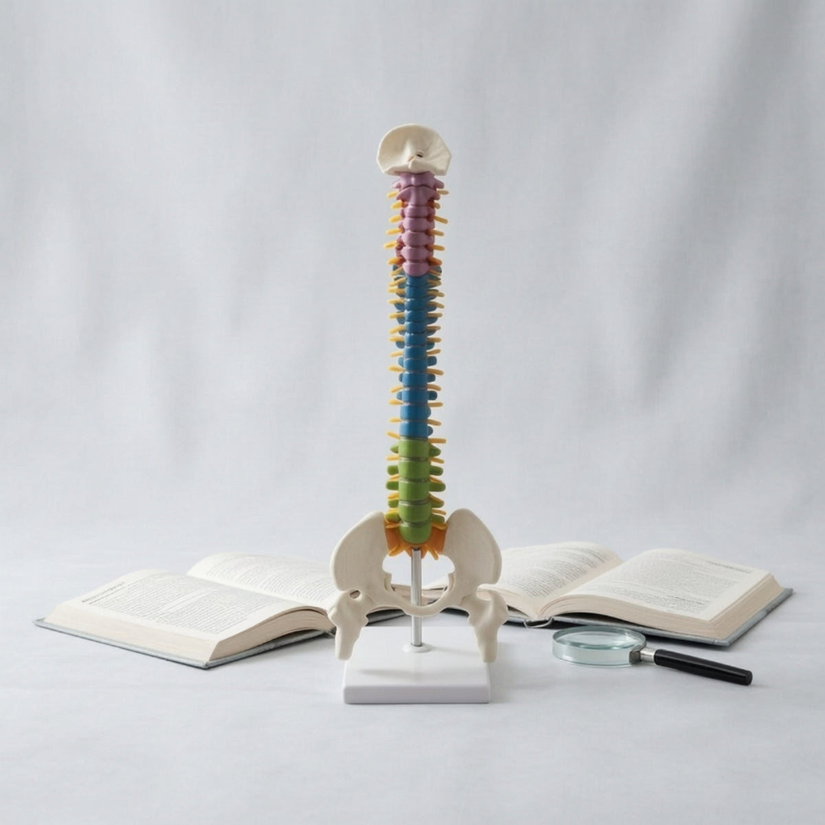 Colored Human Spine Model with Pelvis Upright Anatomical Spine Model Freestanding Medical for Chiropractors, Students, Teachers, Classroom, Medical Practice, Office