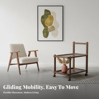With casters Rolling Side Table Vintage & design Rolling C-Table Multi-Functional Storage utility cart Space-Saving for Apartment Dwellers, property owners, Students, Living Room, Small areas, Bedroom, Home Office