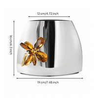Vase with Crystal Ornament Reflective Stainless Steel Vase Sleek Design for Entryway
