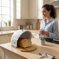 Stainless Steel Bread Box preservedKeeping Hinged Lid Bread Container Easy To