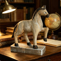 Prancing Horse Figurine Paulownia Wood Wooden Horse Figurine Vintage Style Home Decor for Entryway