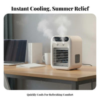 Rechargeable USB Misting Fan Adjustable Airflow Mini Air Conditioner Fan Quiet Operation for Students, Office Workers, Dorm Room, Bedroom