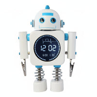 Mechanical Timepiece Alarm Clock Night Light Metal Robot Clock Home Decor for Students, Kids, Bedroom