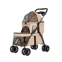 Dual Compartment Pet Stroller Foldable for Veterinarian Visits, Multiple Pets
