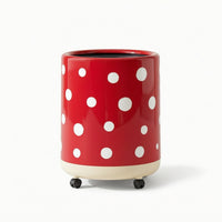 Rolling Trash Can Glossy Trash Can with Wheels Modern for Bedroom