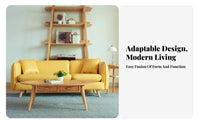 Small Space space-saving Wood Frame Leather Settee Minimalist Design centuryera and design Settee Modern visual and design Sofa Easy Assembly for Apartment Dwellers, homeowners, Office Managers, Study, Lounge Area, Bedroom