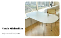 White Oval Dining Table Oval Table Man-made Marble Table Kitchen Table Hairpin Legs Tabletop with Nordic Minimalist Design Suitable for Families Homeowners Living Room Eatery