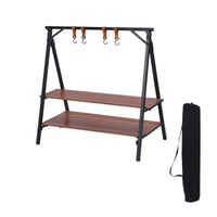 Foldable Rack with Hooks Triangular Outdoor Storage Rack with Shelves Lightweight Furniture for Campers, Backpackers, Patio