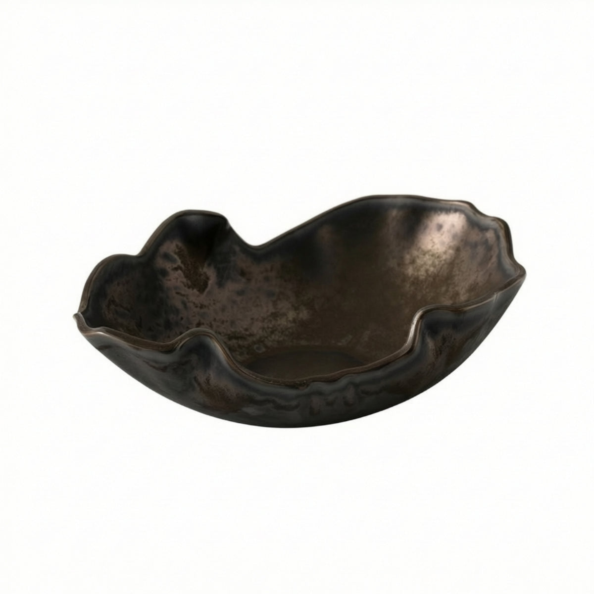 Ceramic Bowl with Metallic-Look Finish Sculptural for Interior Designers