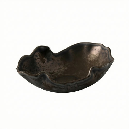 Ceramic Bowl with Metallic-Look Finish Sculptural for Interior Designers