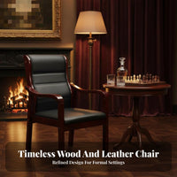 Upholstered Wooden Armchair Sturdy Wood Frame Upholstered Lobby Chair Padded Seat and Rear Professional Appearance