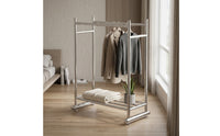 Heavy Duty Double Rod Clothes Rack Space-Saving Double Rod Clothing Rack Long-Lasting Furniture Stable for Laundry Room