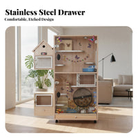 Easy to Easy-cleanConditioned Chinchilla Enclosure Pull-out Drawer Pet Cabinet Gnaw-resistantSafe Rodent Enclosure Ventilated Design for Families with Children, Indoor, Indoors, Living Room, Bedroom