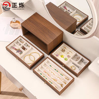 Vintage Wooden Multi-Layer Jewelry Box with Large Capacity