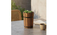 Carbonized Wood Flower Pot Anti Cactus Pot Wooden Planter With Metal Handles for Balcony, Home Decoration