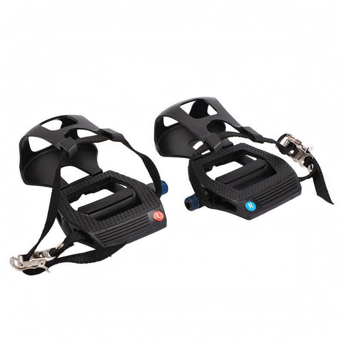 Nylon Straps Toe Clip and Strap Pedal Non-Slip Pedals with Toe Cages Textured Adjustable Strap Pedals