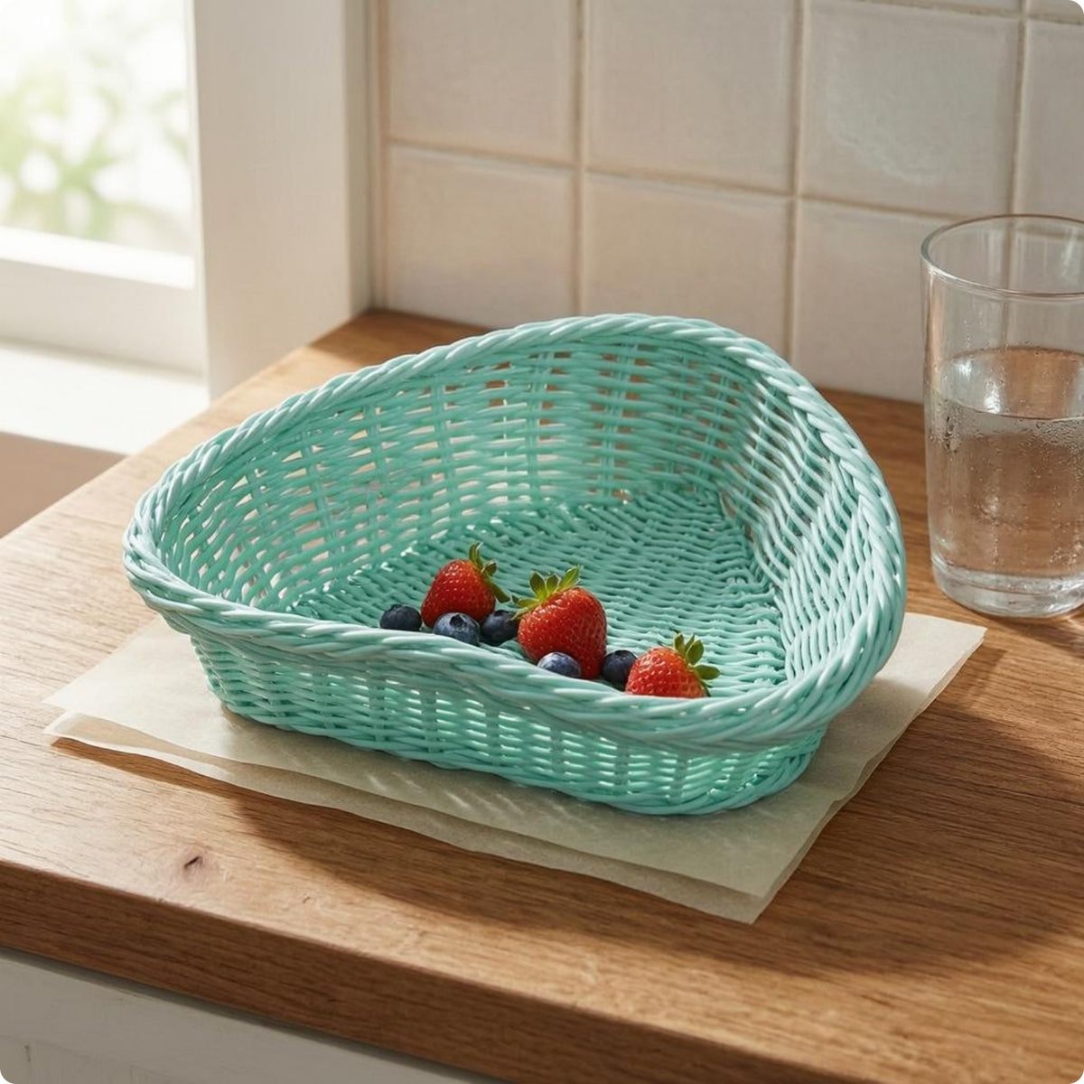 Rounded Triangle Basket Multi-Purpose accessibleTop Woven Basket Natural