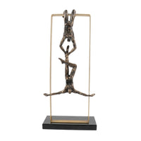 Abstract Human Sculpture Metal Figurine with Base Human Figurine Ornament for Bookshelf