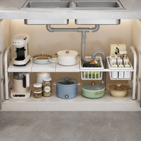 Under-sink Storage Rack Extendable 53-88cm Kitchen Storage Rack 3-tier Shelf Under-sink Shelf Pipe Clearance Storage Pot Stand Dish Rack
