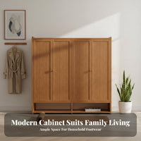Freestanding Footwear Storage Unit Large Capacity Entryway Storage Cabinet Modern Minimalist Freestanding Shoe Rack with Doors for Hallway