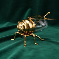 Gold Bee Sugar Bowl with Spoon Bee Sugar Jar Metal Craft
