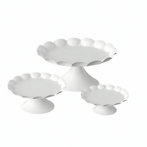3 Pieces Pedestal Dessert Stand with Rim Matte Metal Cake Pedestal