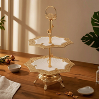 Glass Fruit Tray Stand Openwork Double-Tier Tray Stand Decorative Tableware
