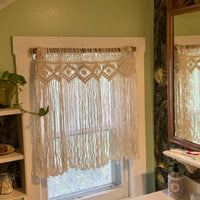Macrame Tapestry with Wooden Rod Fringe Wall Tapestry Warm for Bedroom