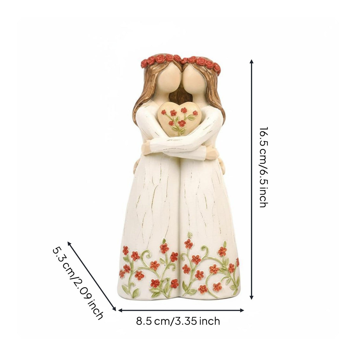 Sentimental Mother Daughter Figurine Delicate Painted Details Family Love Ornament Soft Colors Mother Child Figurine Handmade Look for Living Room, Bedroom, Entryway