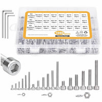 1080pcs Screw Assortment Kit, 304 Stainless Steel, Cylindrical Head Hex Socket Screws and Nuts