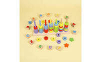 Educational Stacking Rings Colorful Circular Pieces Sorting Game Smooth Wood Educational Stacking Toy for Preschoolers, Kindergarten