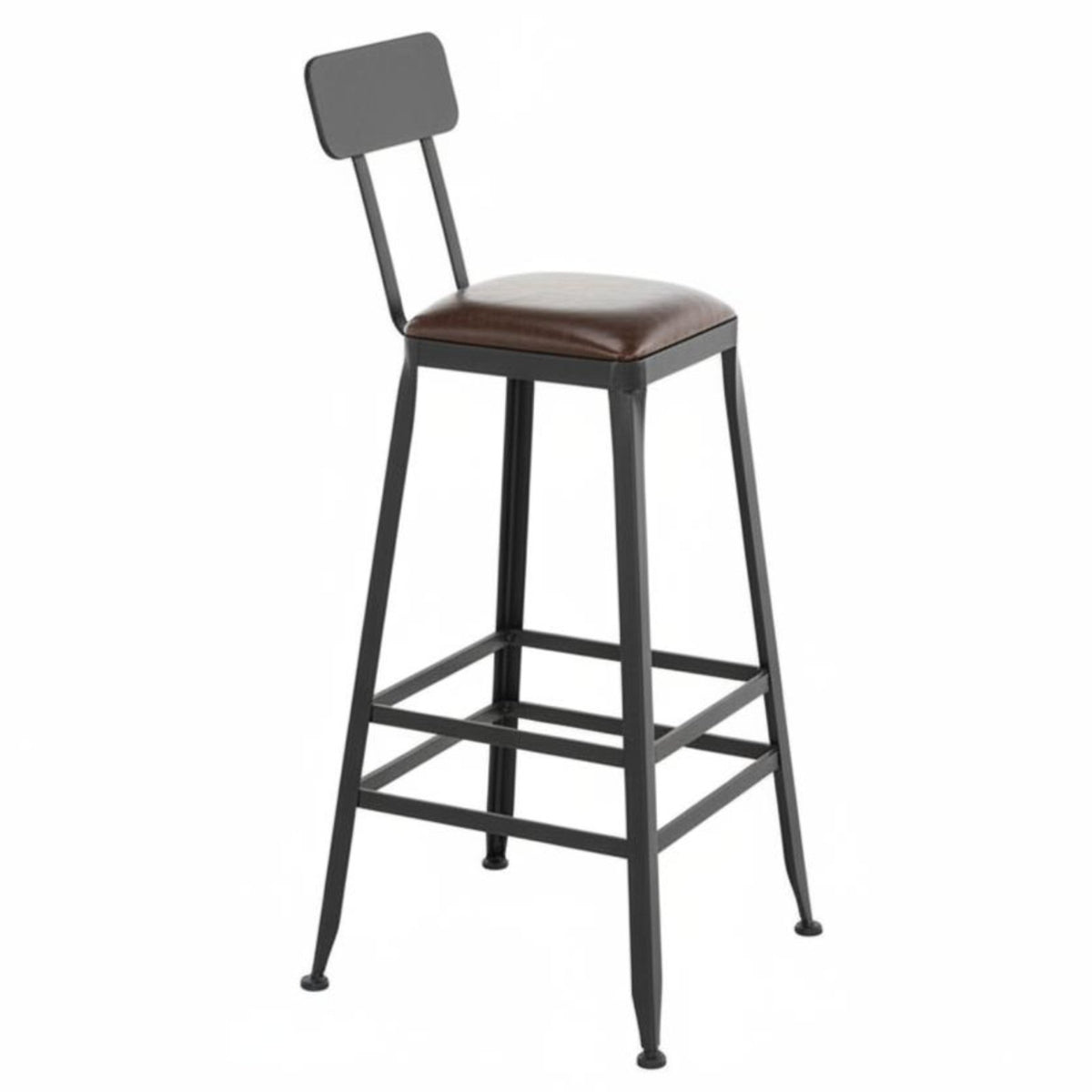 Rustic Bar Stool with Supportrest Firm Wood Seat Rustic Lowsupportrest Stool Simple Design Modern Look for Cafe, Restaurant