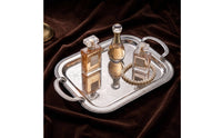 Serving Tray with Handles Rectangular Metal Serving Tray Engraved Platter for Home Decor