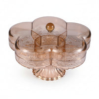 Servingware Divided Snack Tray with Lid Transparent Plastic Embossed Pattern