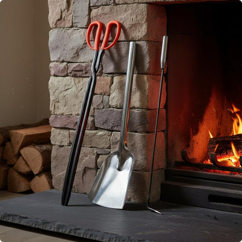 3 Pieces Fire Tongs Set Long Handle Fire Set Deep Wide Scoop