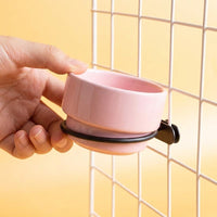 Ceramic Bird Feeder and Anti-Spill Bird Feeder for Pet Bird, Hanging Bird Feeder with Hook, Parrot Feeder Bowl Ceramic Bird Cage Accessories