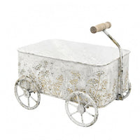 Iron Planter Wagon Embossed Floral Vine Garden Decor Indoor Outdoor Use
