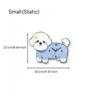 Bichon Frise Wall Clock Unique Gift Wagging Tail Dog Clock for Living Room, Kids