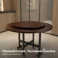 1 Round Dining Table Foldable Design Folding Dining Table Turntable Easy to Clean Particle Board Portable Function Suitable for Apartment Dwellers Hosts Hotel Small Areas Living Room