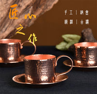 纯铜手工杯子 手工铜水杯 加厚紫铜杯 铜杯托  杯碟啤酒铜杯