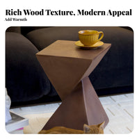 Twisted Geometric Table Sturdy Twisted Pedestal Table Faux Wood Grain for Lobby