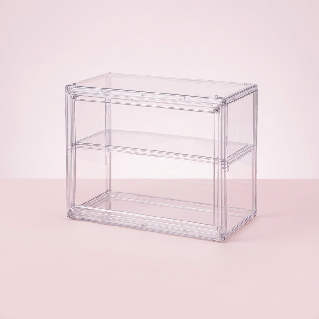 Display Cabinets Clear Acrylic with Removable Divider, Transparent Desktop Storage and Wall Mount, Collectible Showcase for Figures and Toys