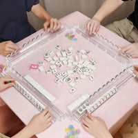 Acrylic Mahjong Tile Pusher with Shell Pattern (4-Piece Set)