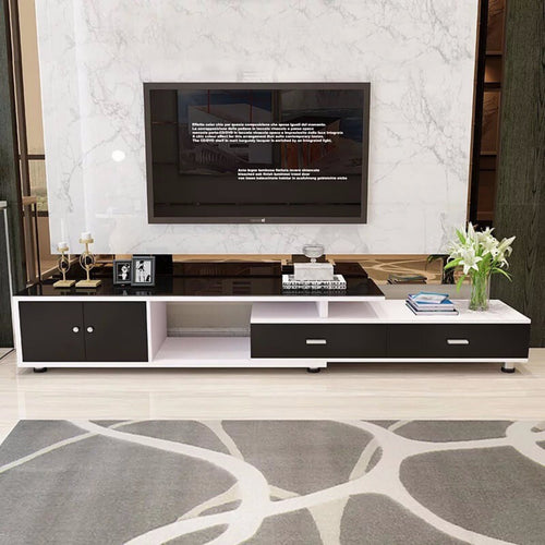 Coffee Table and TV Cabinet Set Small Apartment Friendly Retractable TV Stand and Coffee Table Easy to Clean Glass Surface Room Set for Homeowners