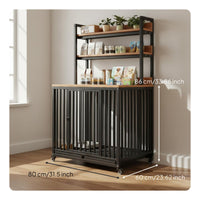 Large Dog Cage with Storage Heavy Duty Crate Reinforced Metal Frame Slide-out Trays Lockable Wheels Suitable for Living Room Bedroom Entryway