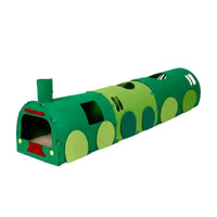 Train Shaped Cat Tunnel Private Hiding Space Green Train Cat House Protects Furniture Kitten Playhouse for Multiple Cats