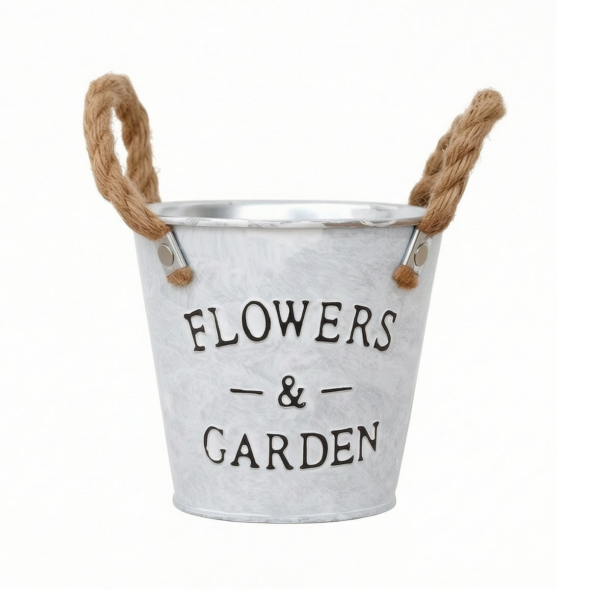 Whitewashed Planter Planter with Rope Handles Vintage Metal Planter Planter Rustic Decorative Flowerpot Farmhouse for Indoor Display, Balcony